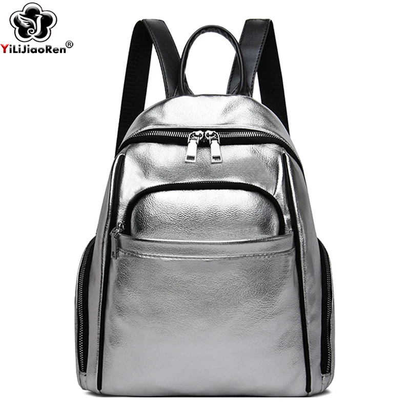 

Fashion Backpack for Women Soft Glossy Leather Rucksack Female Large Capacity College School Bag Multifunctional Travel Bagpack