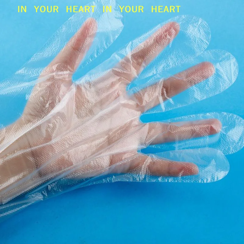 【X】100/200pcs Latex Free Gloves PE Disposable Gloves Transparent Non-Slip Acid Work Safety Food Grade Household Cleaning Gloves