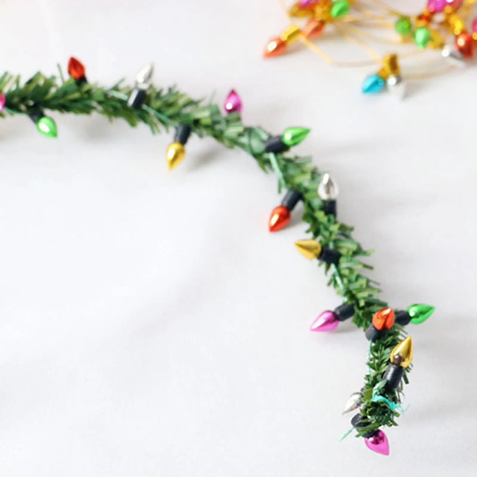 2 stuks 1:12 kerstverlichting strepen, huis landschap speelgoed, slaapkamer mini kerstslinger krans model ornamenten