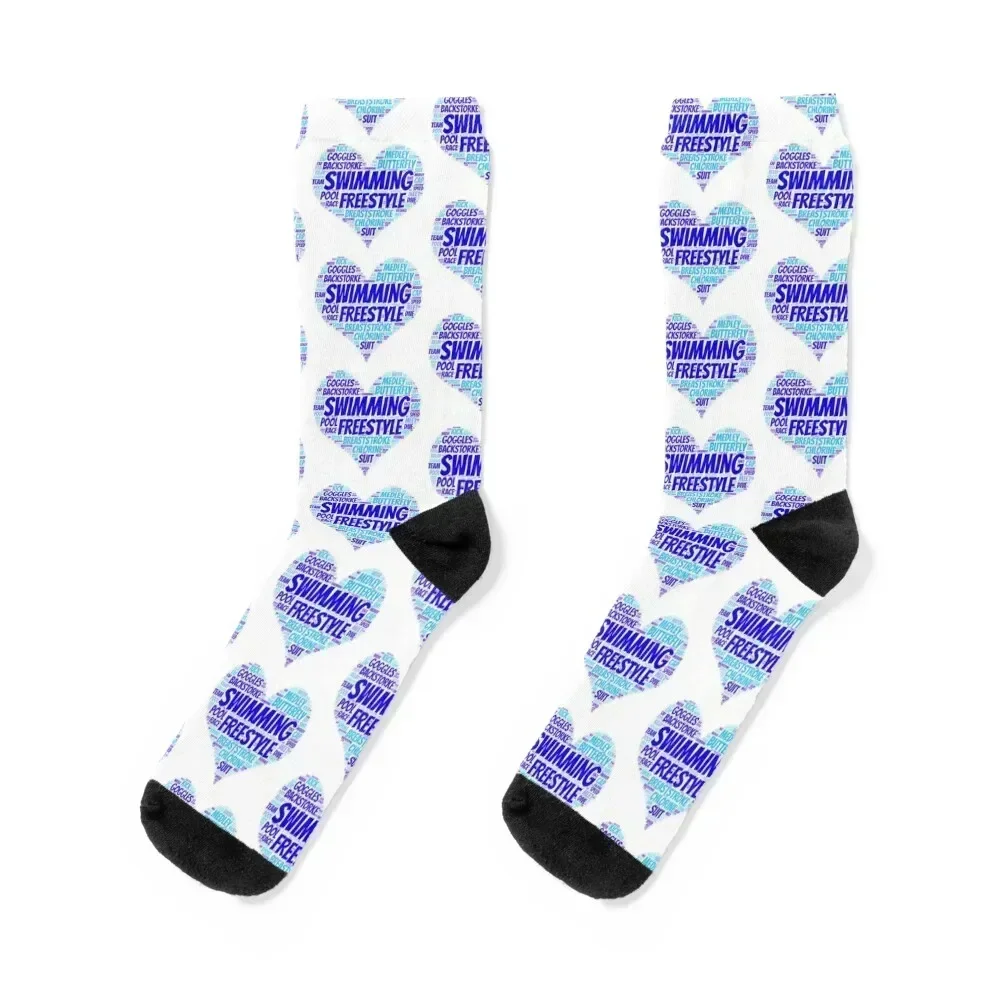 

Swimming Heart Words Collage Socks shoes Stockings hip hop warm winter Woman Socks Men's