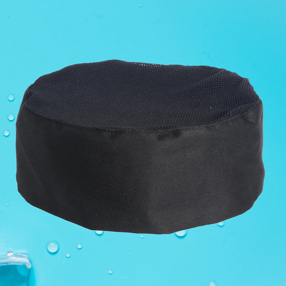 

2Pcs Chef Cap Mesh Black Professional Chefs Hat Adult Catering Uniform Adjustable Hook Loop Soft Cotton Breathing Ideal Cooking