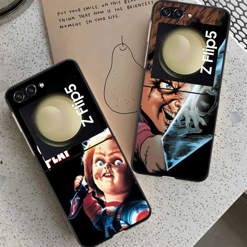 Chucky Child's Play Case For Samsung Galaxy Z Flip 4 5 3 z Flip5 Flip4 5G Hard Phone Cover Flip3 Split Folding Black Plastic Coq