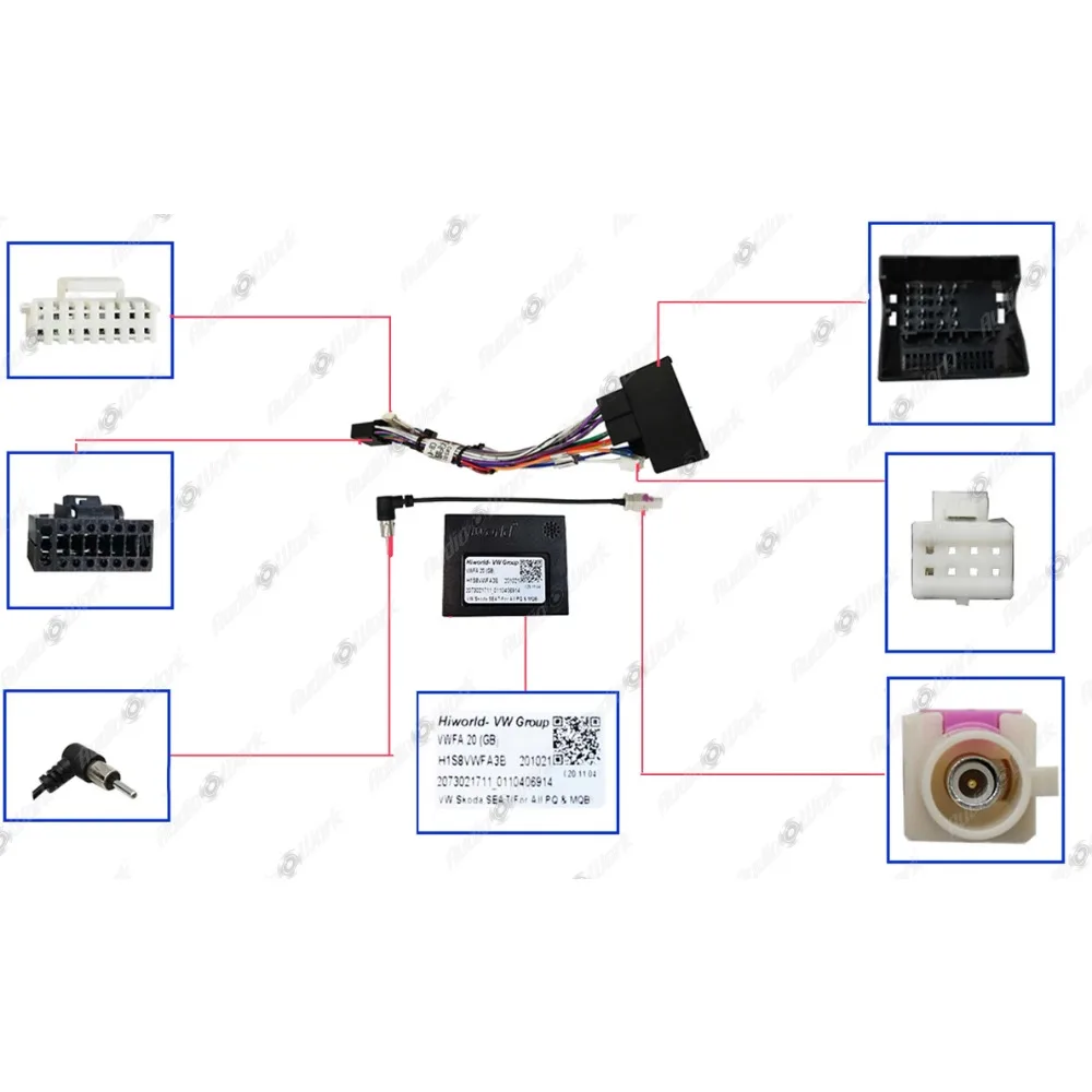 Radio Cable 16pin Power Wiring Harness DVD GPS Android Multimedia Connector for VOLKSWAGEN BIG CONNECTOR HIGH END POWER WIRE