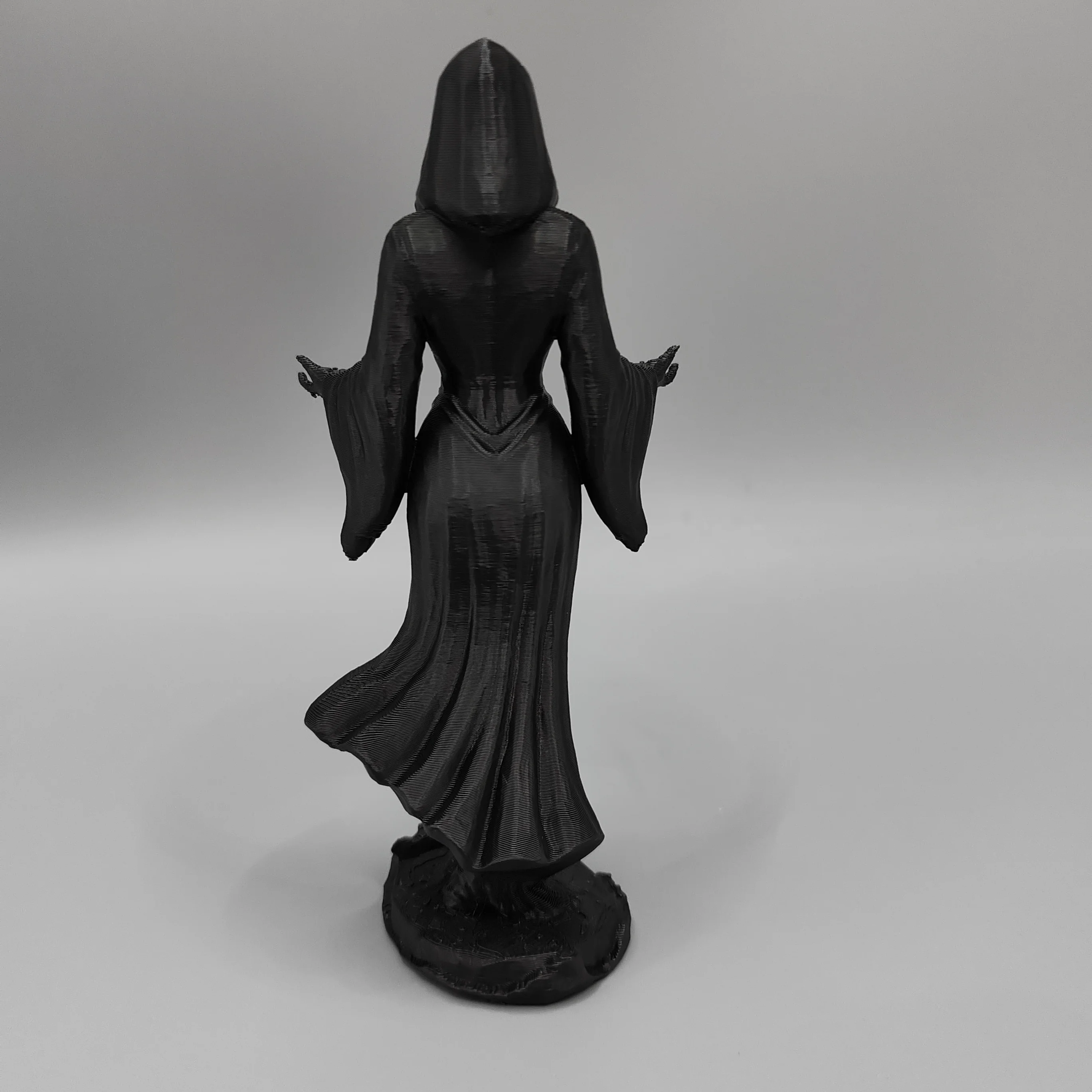 Open Palms Black Robe Death Goddess Figurine, Dark Gothic Halloween Unique Decor For Study Desk