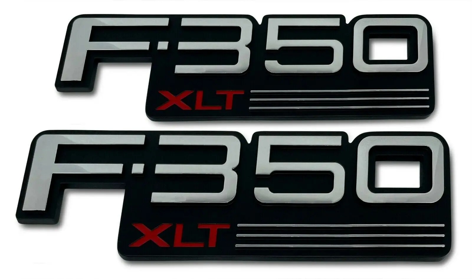 92-97 NEW F-350 XLT Fender Emblem Nameplate F81Z-16720-SA Logo Badge 2pcs