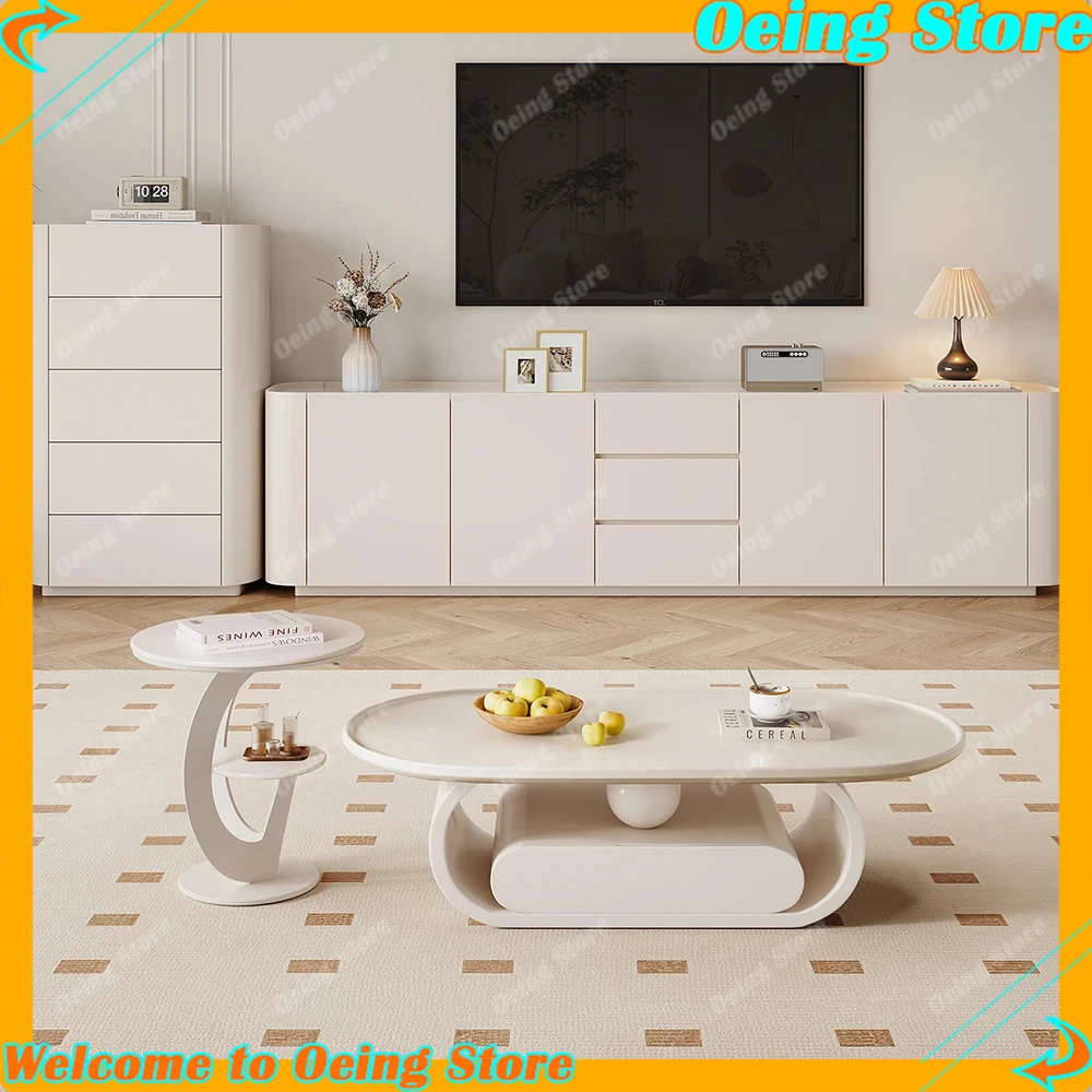 Aesthetic Glossy Modern Tv Stand Luxury Round Design White Living Room Bedroom Furniture Stylish Home Decor Perfect Any Space