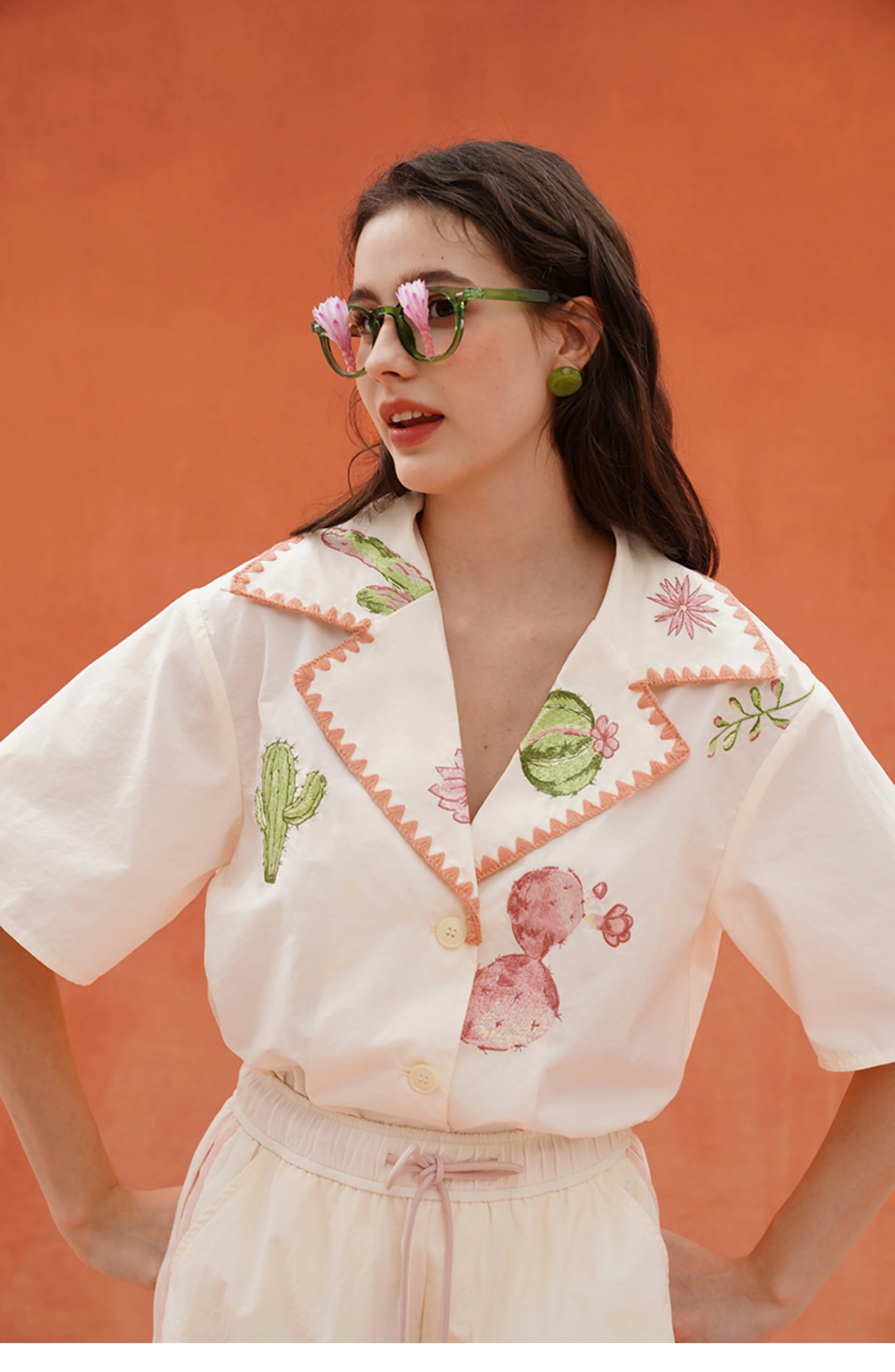 الربيع الصيف التصميم الأصلي المرأة الخفيفة الرجعية الرياضة صورة ظلية في الهواء الطلق أعلى، التجفيف السريع الأمريكية الصبار التطريز القمصان