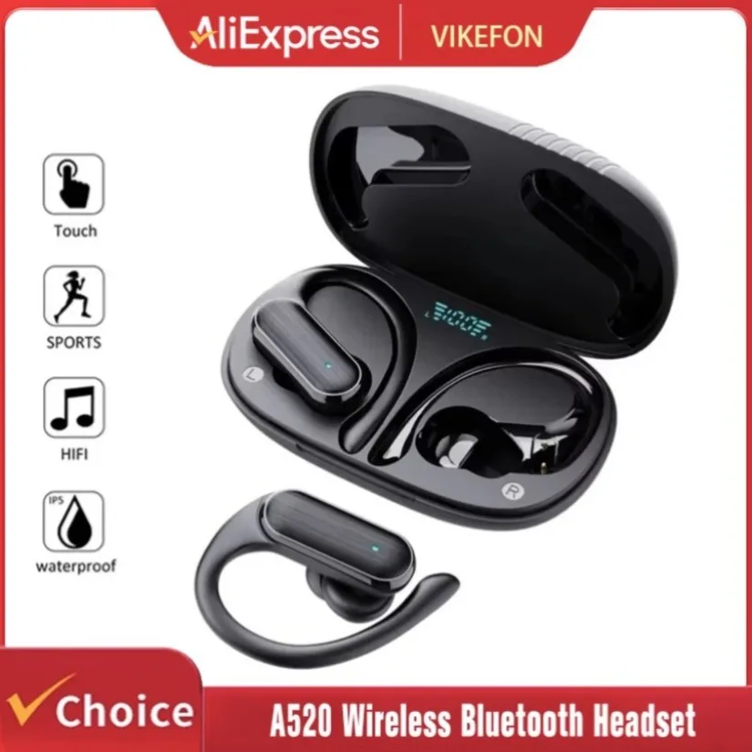 

A520 Wireless Bluetooth Headset Touch Light Mini High Quality Headset Anti-Sweat HD Sound Quality Stereo Universal Earplugs