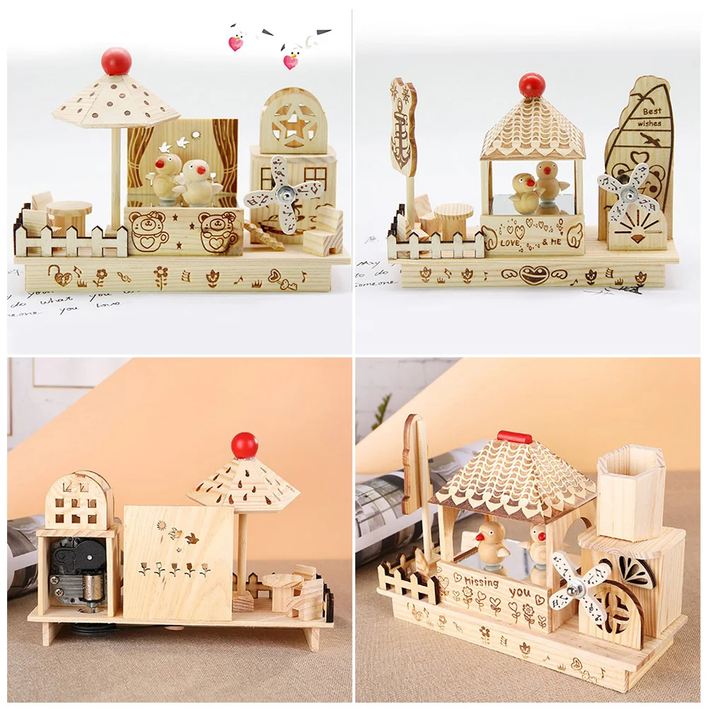 

Party Atmosphere Music Box Wooden Dancing Birds Creative Shape Premium Material