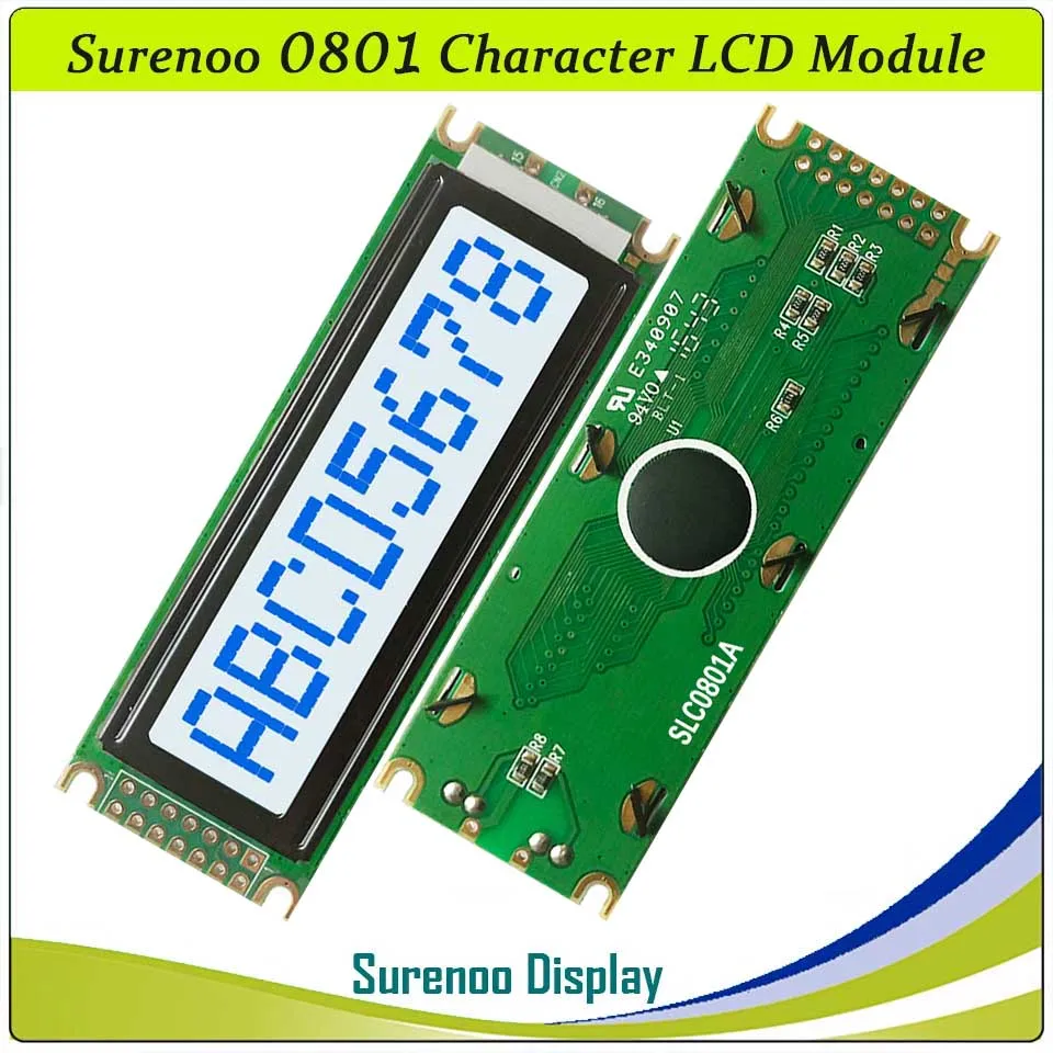 Surenoo 801 0801 8X1 Character LCD Module Display Screen LCM LED Backlight AIP31066 SPLC780D KS0066 HD44780