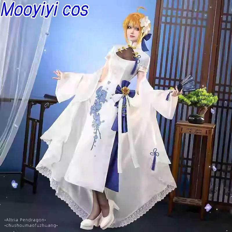 2025 New Altria Pendragon Cosplay costume Halloween Christmas Role Playing Party Pre sale Sexy Costume S-XL saber Dress White