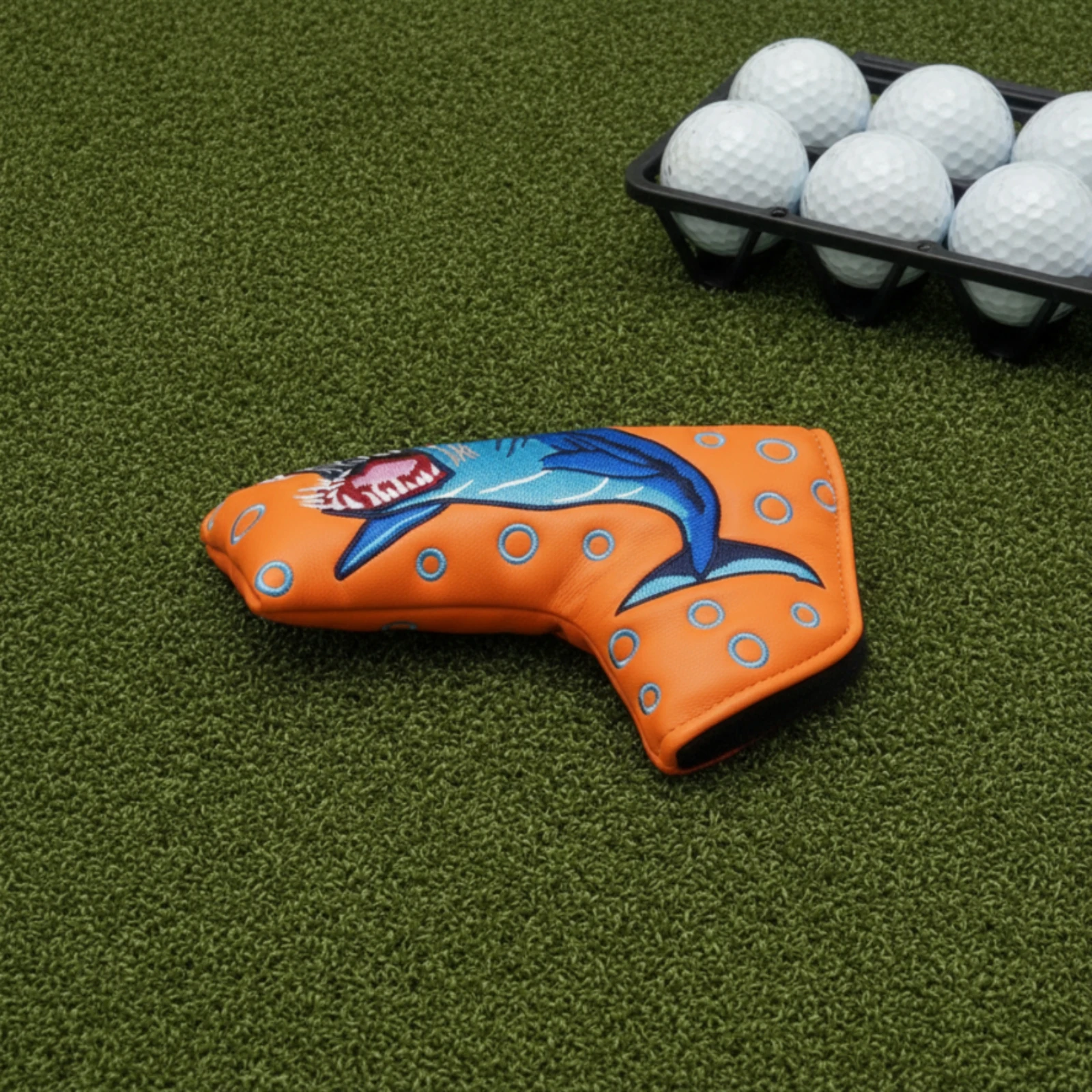 Putter Cover with Shark Embroidery Slip-on Blade Putter Cover Blade Headcover Defensive Easy to Clean for Golfers
