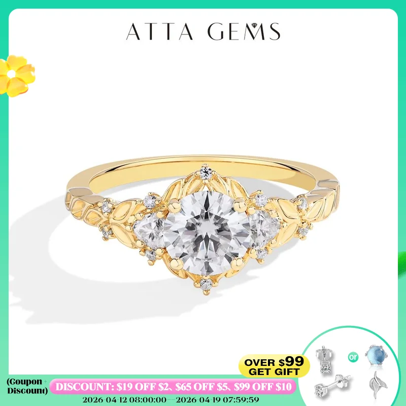 

ATTAGEMS 2025 Роскошное кольцо с муассанитом 1 карат D VVS1 с бриллиантом круглой огранки из стерлингового серебра S925 обручальные свадебные украшения для женщин подарок