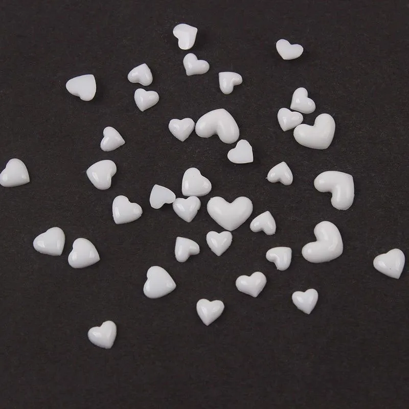 100pc White Ceramic Heart Shape Nail Art Decorations DIY 3D Nail Charms Design Beads 6/8Mm