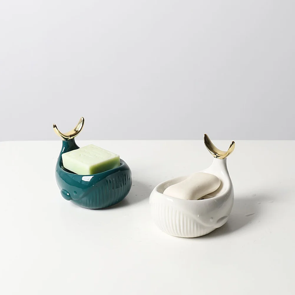 

1Pcs Modern Nordic Ceramic Soap Holder with Fishtail Hook Drain Design Elegant Soap Tray for Bathroom Toilet Organization