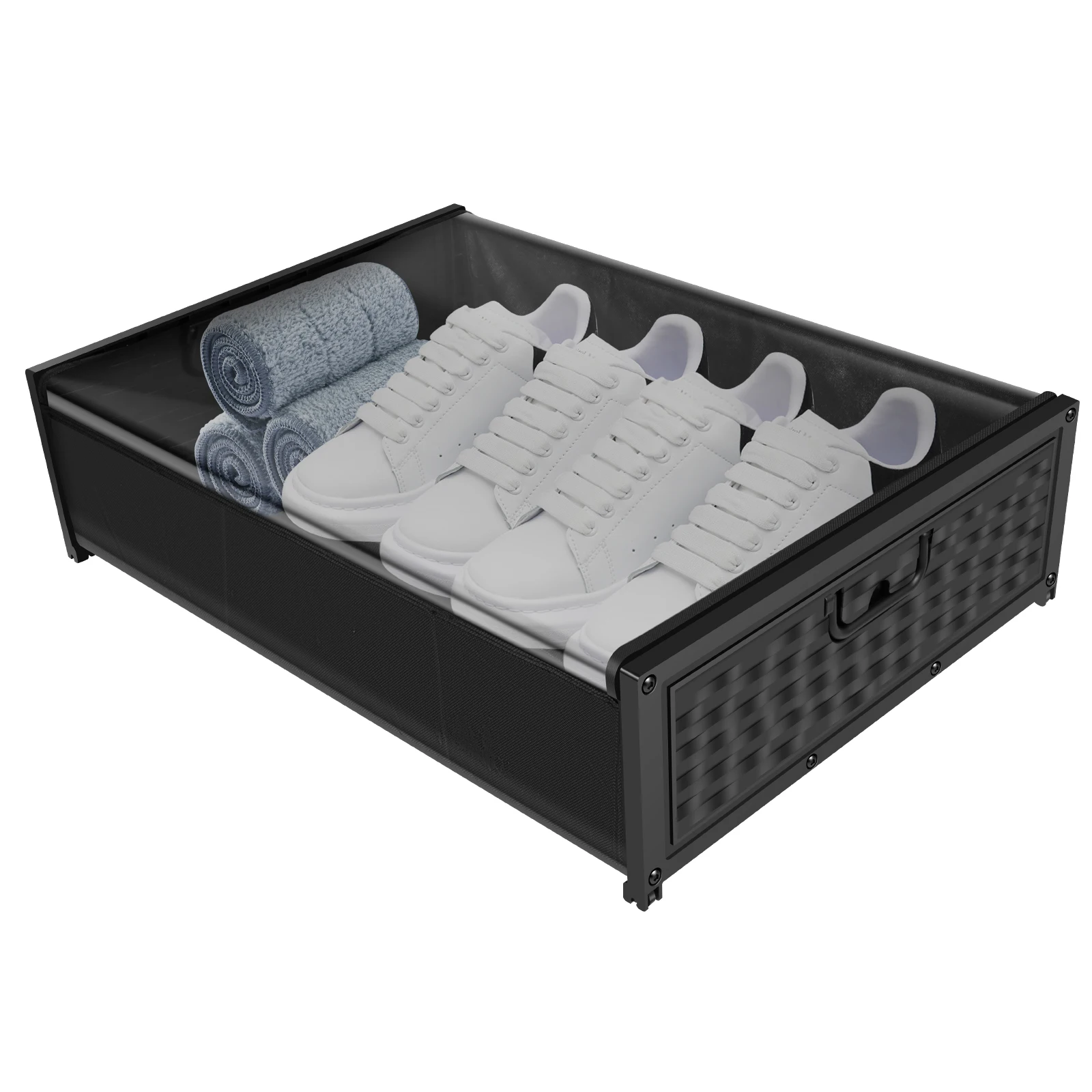 

Under Bed Storage Containers with Wheels Rolling Under Bed Storage Bins with Clear Cover Breathable Underbed Storage Box Space