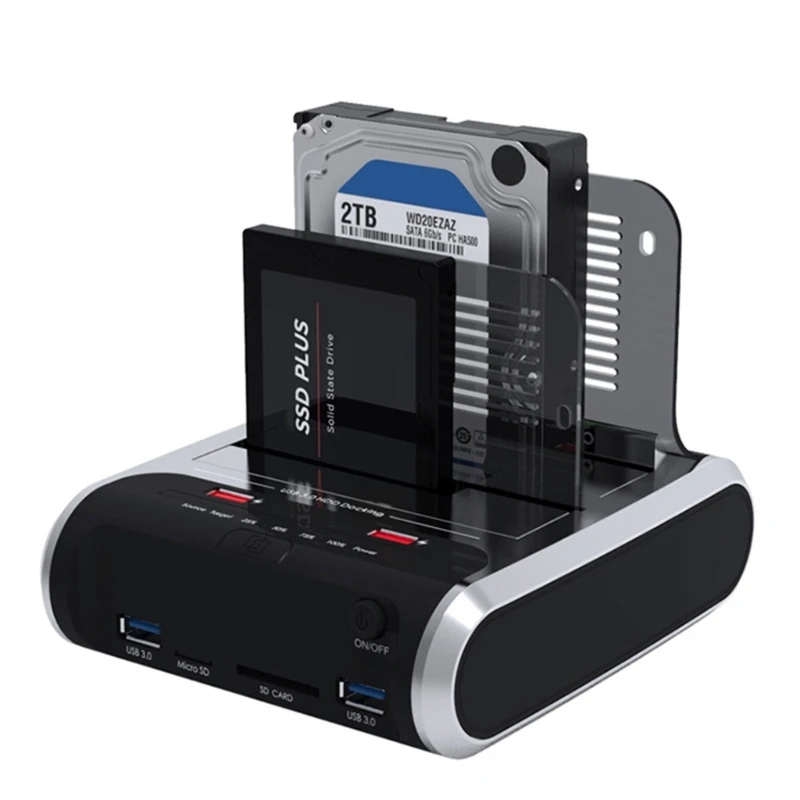 Wavlink Dual Bay USB 3.0 to SATA Hard Drive Enclosure SATA HDD Docking Station HDD Box Offline Clone&UASP for 2.5