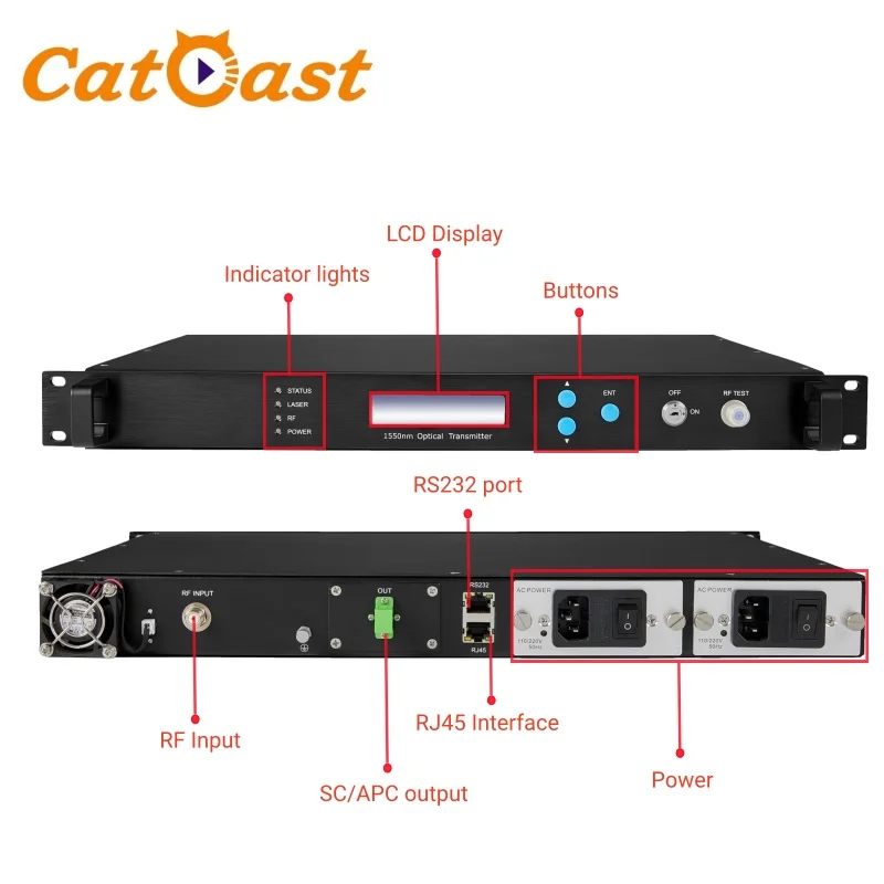

High Quality Fiber 1550nm Optical Transmitter For Long Distance Transmission 50km