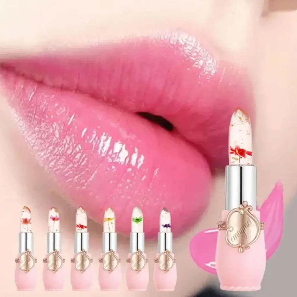 Flower Jelly Transparent Waterproof Discoloration Lipstick Lasting Lips Long Temperature Lip Moisturizing Color Balm Changi C9p1