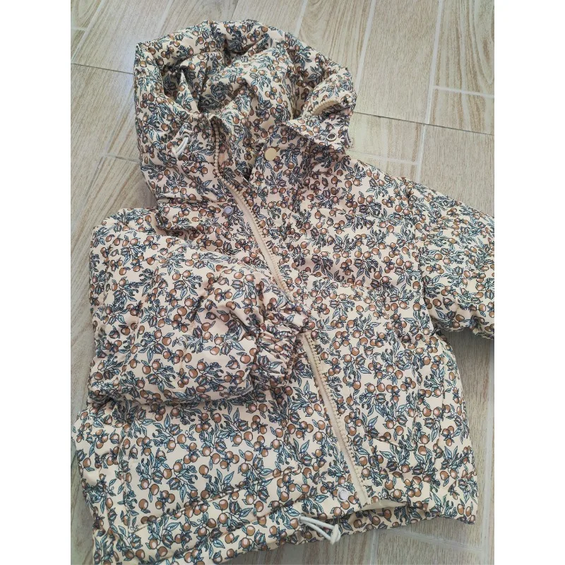 الأطفال الشتاء بطة أسفل السترات الأزهار طباعة مقنعين رشاقته معطف دافئ لمدة 4-6 سنوات الفتيان والفتيات بيبي موضة ملابس الاطفال