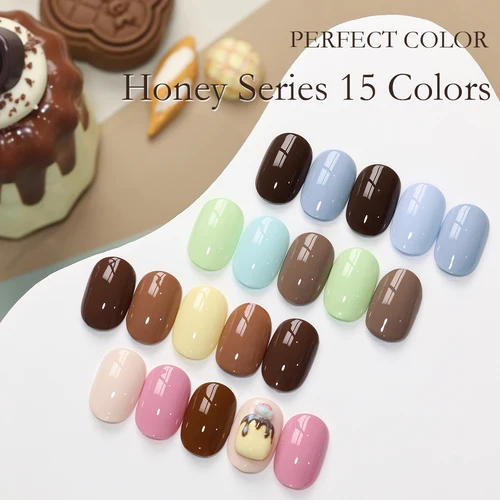 Imagen 2 del producto PERFECT COLOR Esmalte de uñas en gel Serie Honey 15 colores, 1 ud., 15 piezas, 5 g, uñas para salón holográfico, gel de manicura y arte de uñas en el hogar diy