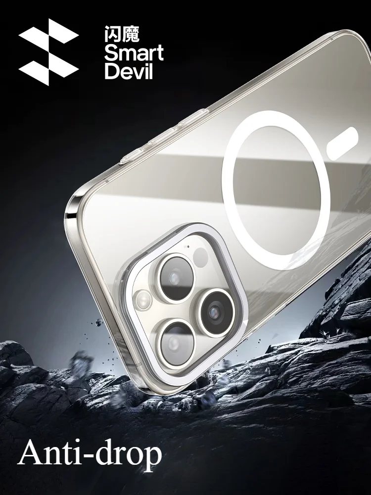 SmartDevil Phone Case with Holder for iPhone 15 Pro Max Lens Stand Cover Magnetic Wireless Charging All-inclusive Phone Case