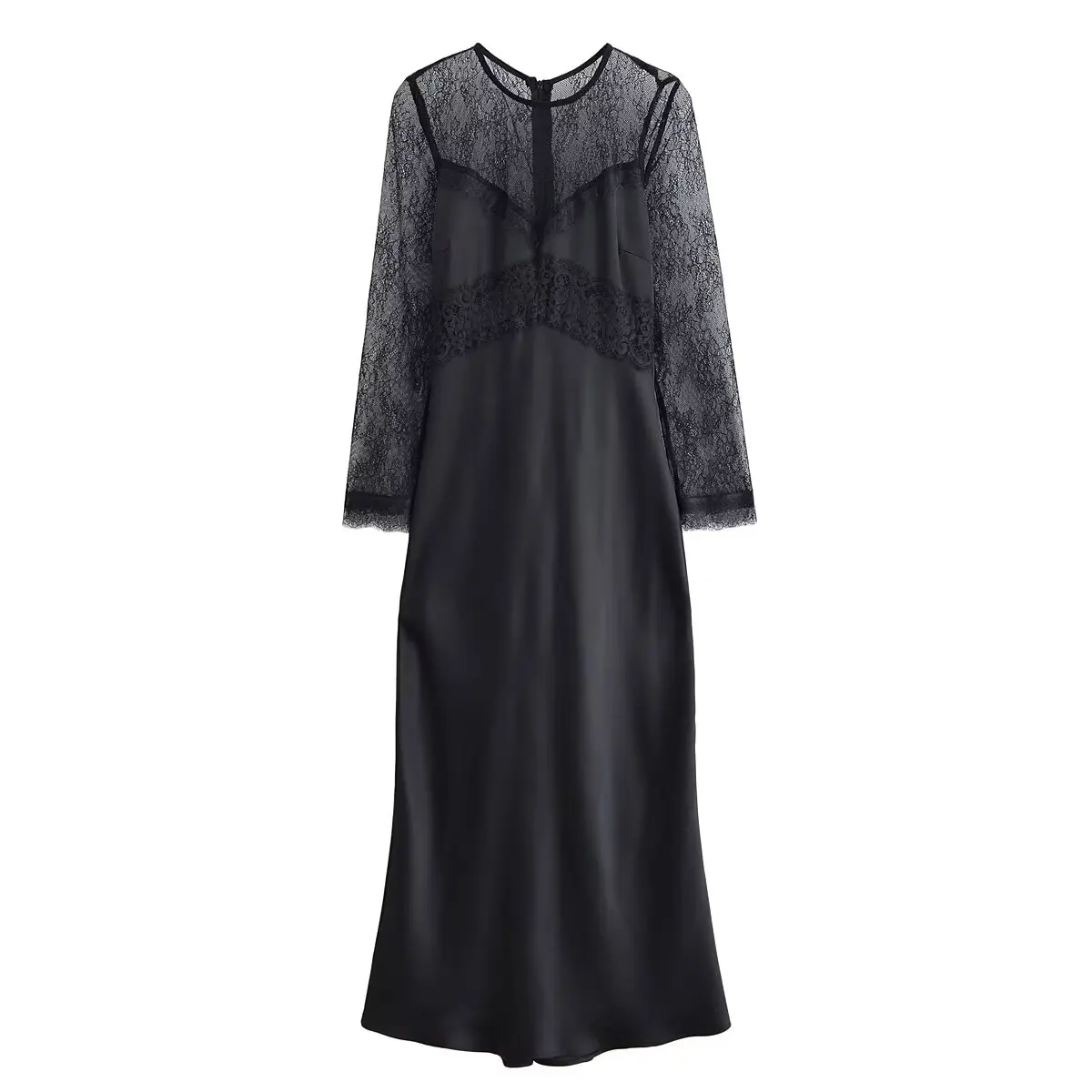 Ele Long Sve Spitze Spleißen Lose Lässige Aosphere Dr Long Dr NINE ZAR Damen Faion H Version Stoff