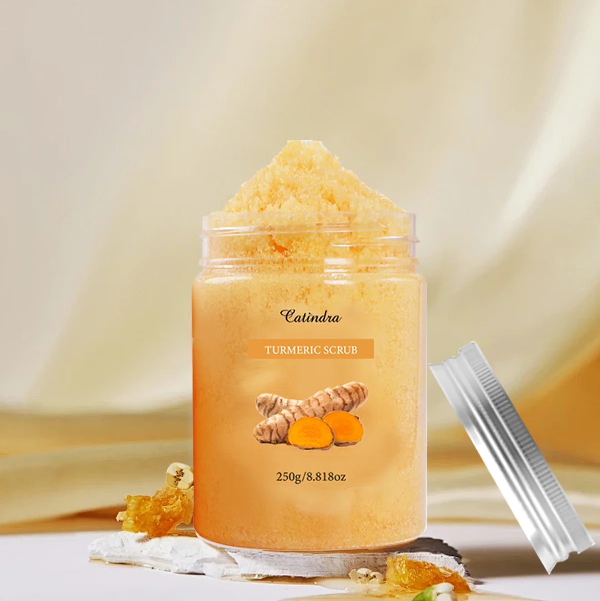 Catindra Turmeric Body Scrub Cleansing Exfoliator Removes Dark Spots Melanin Moisturizing Skin Care Exfoliating Scrubs