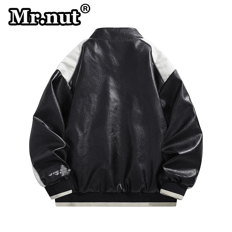 Mr.nut-Veste de moto en cuir PU pour hommes, uniformes de baseball, manteau, vêtements de course de motard, vestes Bomber Happator, automne, hiver