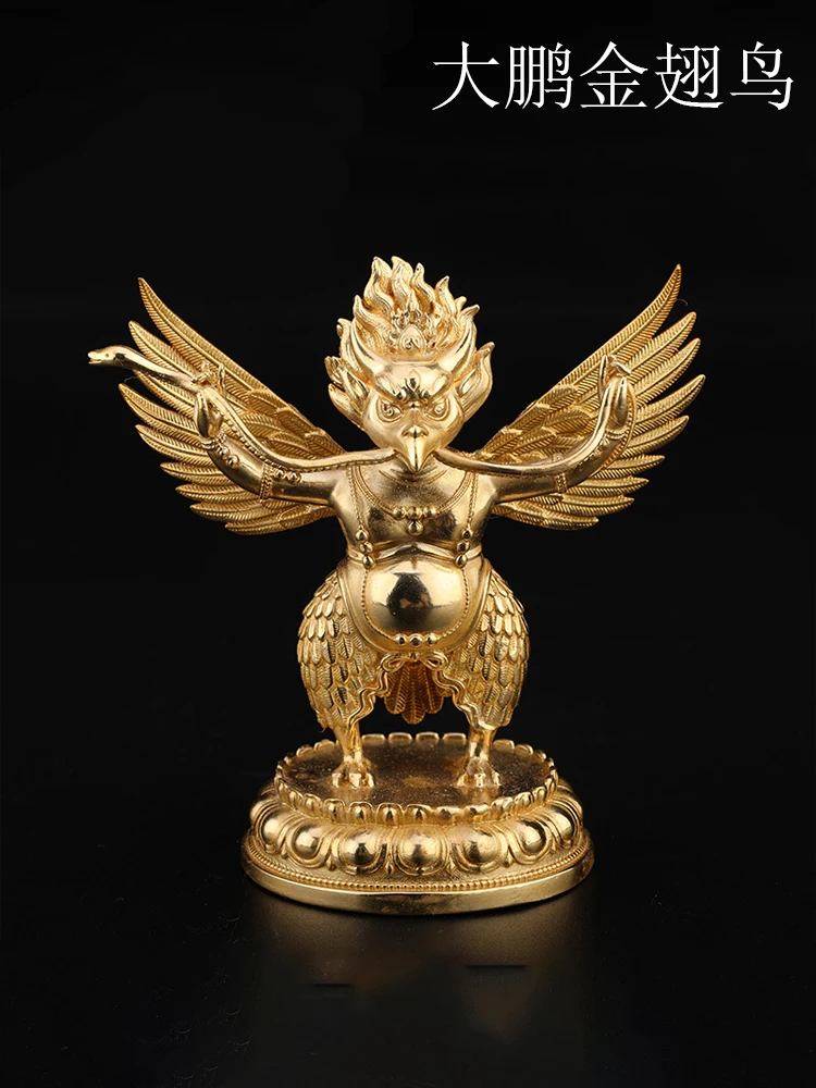 

Golden wing Dapeng bird bronze Buddha Tibetan Larong with the same statue 3 inch 7 inch gilded bronze gilded household ornaments