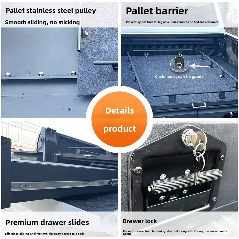 Pickup Truck Bed Drawer System Sliding Storage Box Magic Box Tray for Toyota for Hilux Vigo for Tacoma Tundra Ford F150