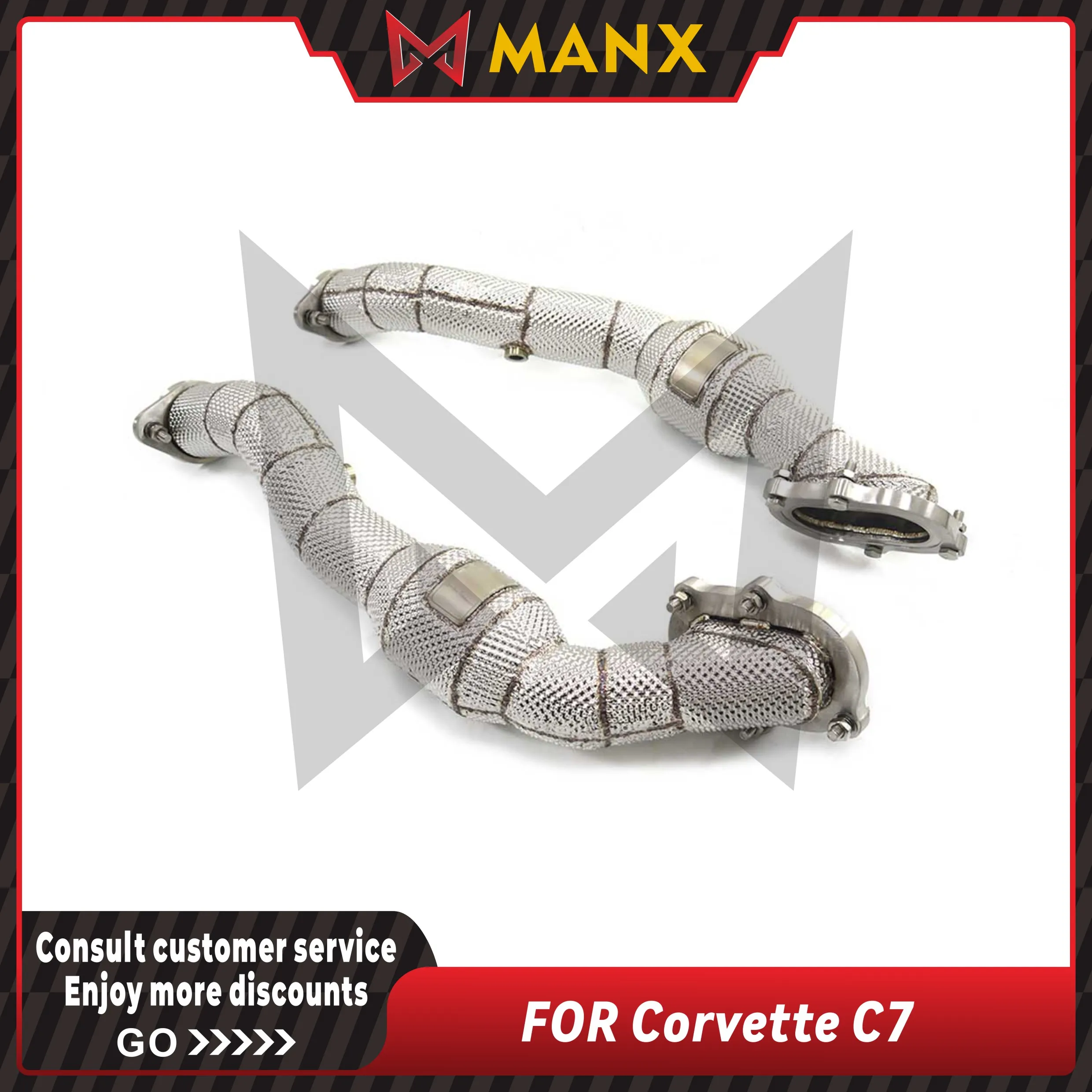 

Suitable for Corvette C7 6.2L Stainless steels Downpipe Performance Exhaust fitting With Heat Shield Lossless installation