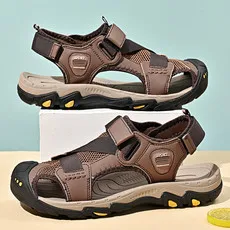 

Summer Men Sandals Genuine Leather Mens Casual Shoes Outdoor Men Leather Sandals for Men Beach Shoes Roman Shoes Plus Size 38-48