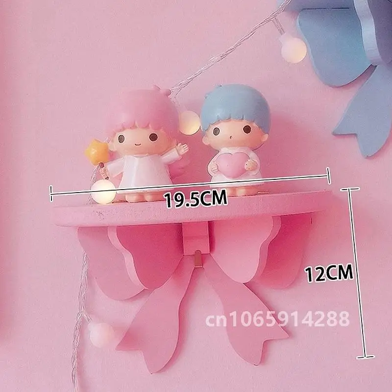 Cute Wooden Bow Shelf Nordic Wall-mounted Toy Decoration Rack Girl Kids Pink Room Decor Frame Birthday Party Display Shelves