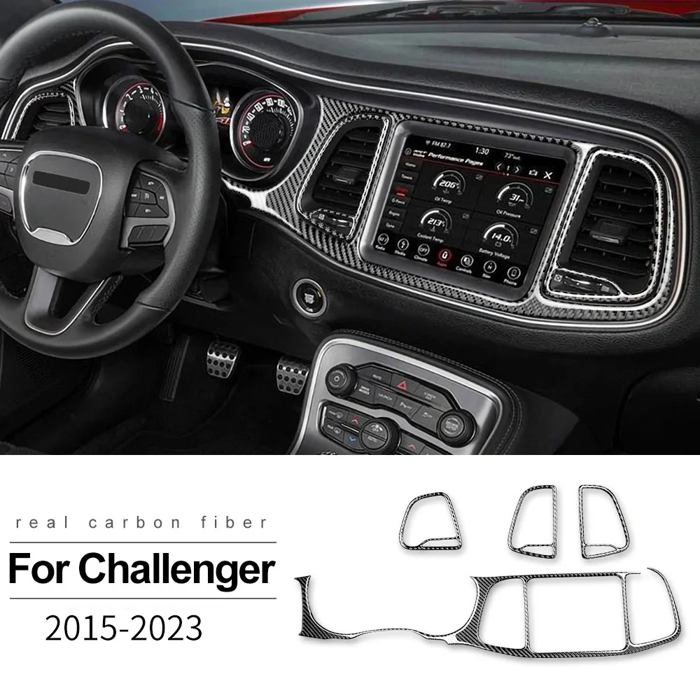 Real Soft Carbon Fiber for Dodge Challenger 2015 2016 2017 2018 2019 2020 2021 2022 2023 Driver Center Console Trim  Sticker