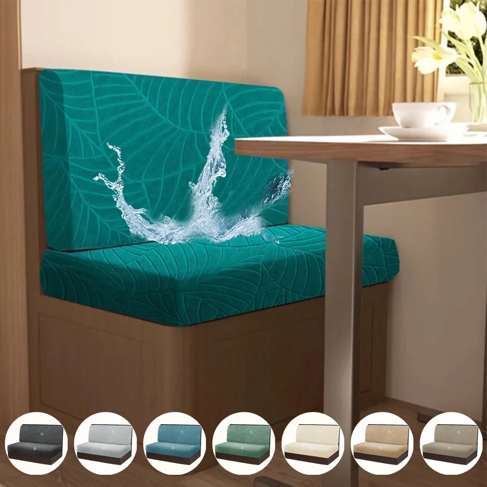 

2PCS Solid Colors Leaves Jacquard RV Cushion Cover Elastic Camper Car Sofa Slipcovers Dining Seat Covers Couch Covers for Sofas