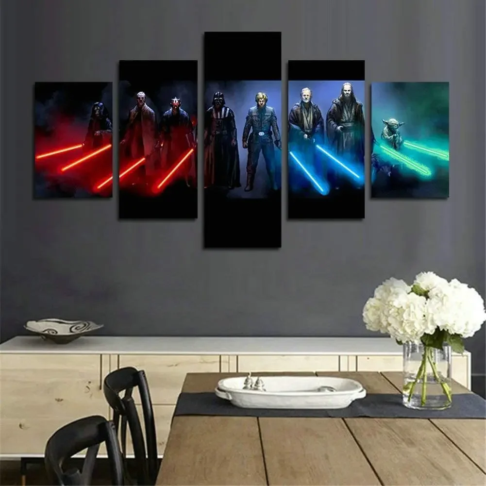 Canvas poster home decoration living room, a miraculous lightsaber hero background wall decoration painting