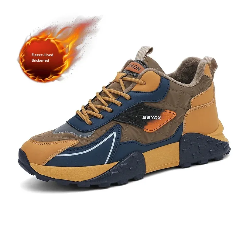 2023 جديد الرجال عادية العصرية الصوف مبطن أحذية كرة القدم الدافئة سميكة وحيد أحذية رياضية حذاء كاجوال لخريف شتاء