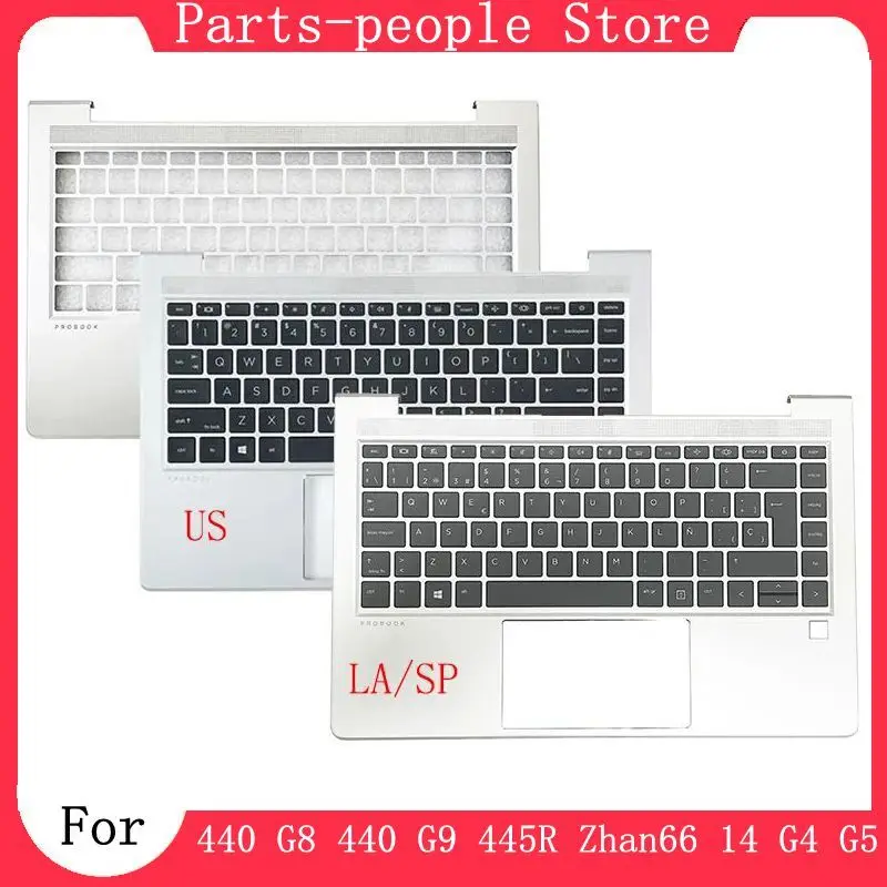 New US Latin/Spanish Keyboard For HP Probook 440 G8 440 G9 445R Zhan66 14 G4 G5 X8Q Palmrest Upper Cover Case Backlit Keyboard