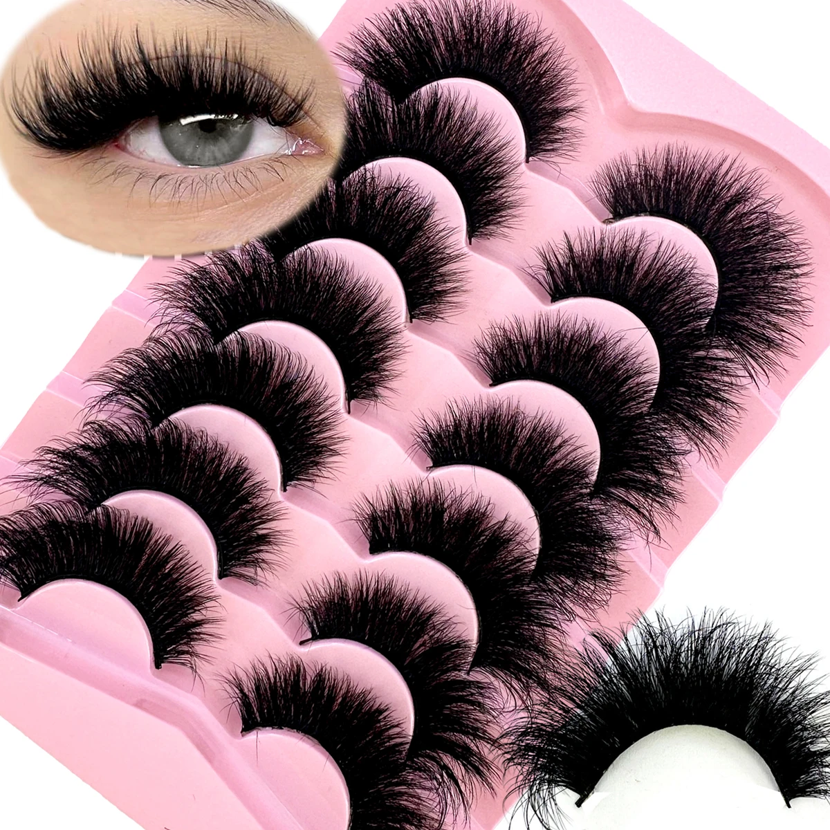 7 paires de cils 3D vison cils moelleux dramatique épais croix haut Volume doux vaporeux faux cils cils Extension de cils