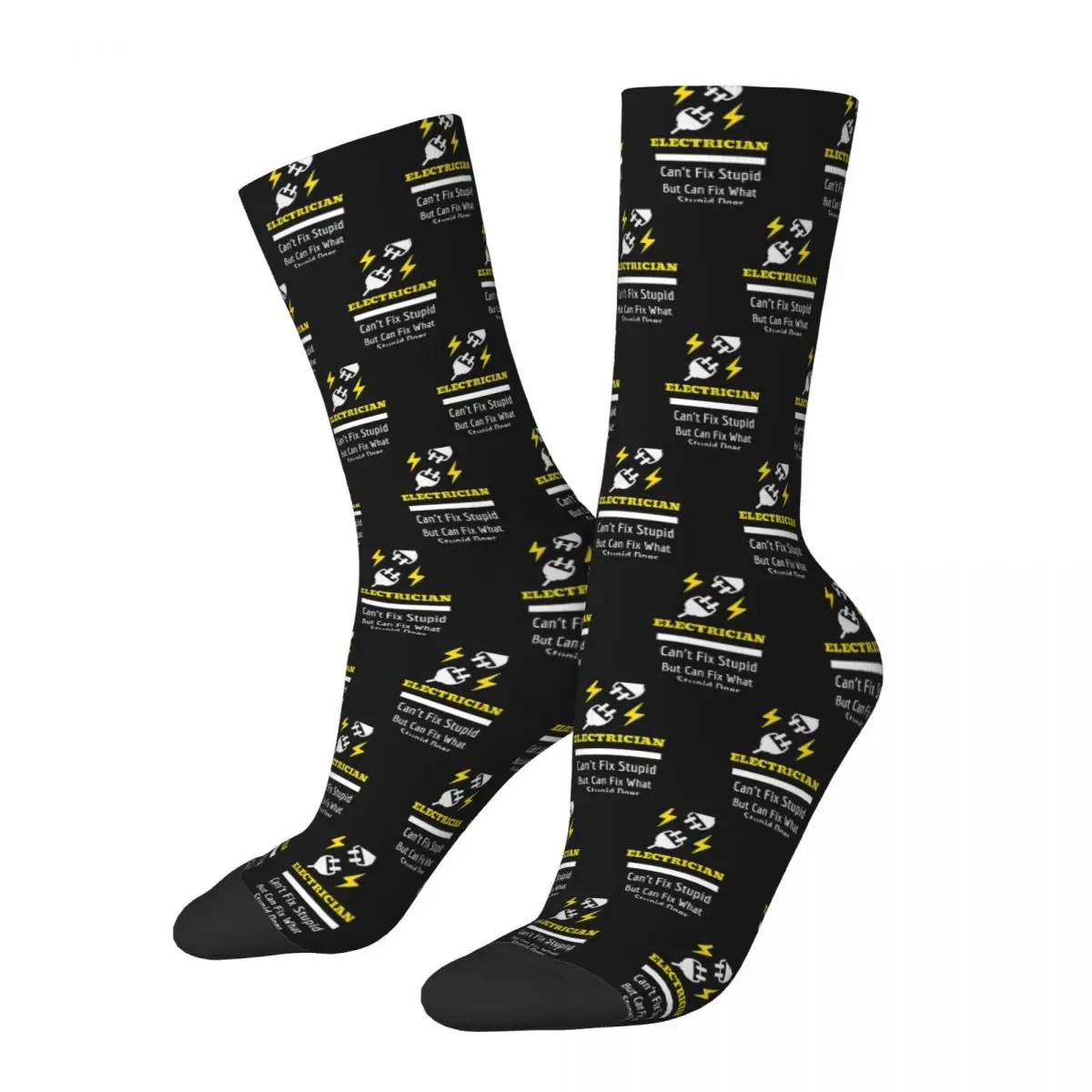 

Electrician Can't Fix Stupid Socks Harajuku Stockings All Season Long Socks Accessories for Man's Woman's Birthday Present