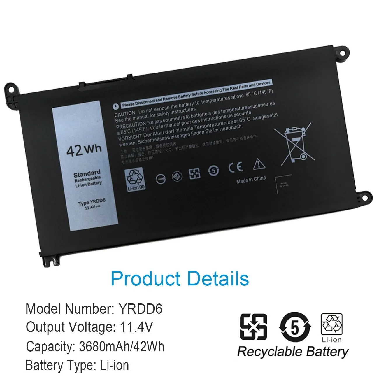 NOBI YRDD6 Battery for Dell Inspiron 5480 5481 5485 5491 5591 5593 3583 3310 2-in-1 3493 3582 3593 3793 5584 5493 5585