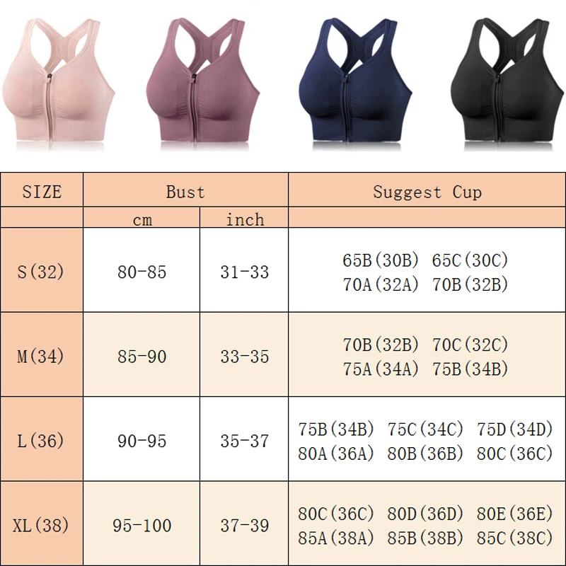 Aiithuug Reggiseno sportivo da donna con zip frontale Reggiseno da corsa ad alto impatto Top Reggiseni yoga attivi Cerniera con coppe imbottite