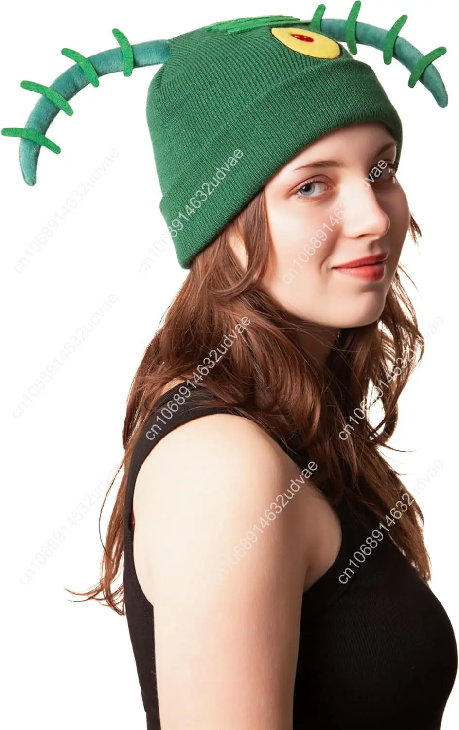 Erwachsene Damen Herren Red Eye Green Pickle Antennenhut – Teenager-Kostüm-Outfit für Halloween-Kostüme, Cosplay