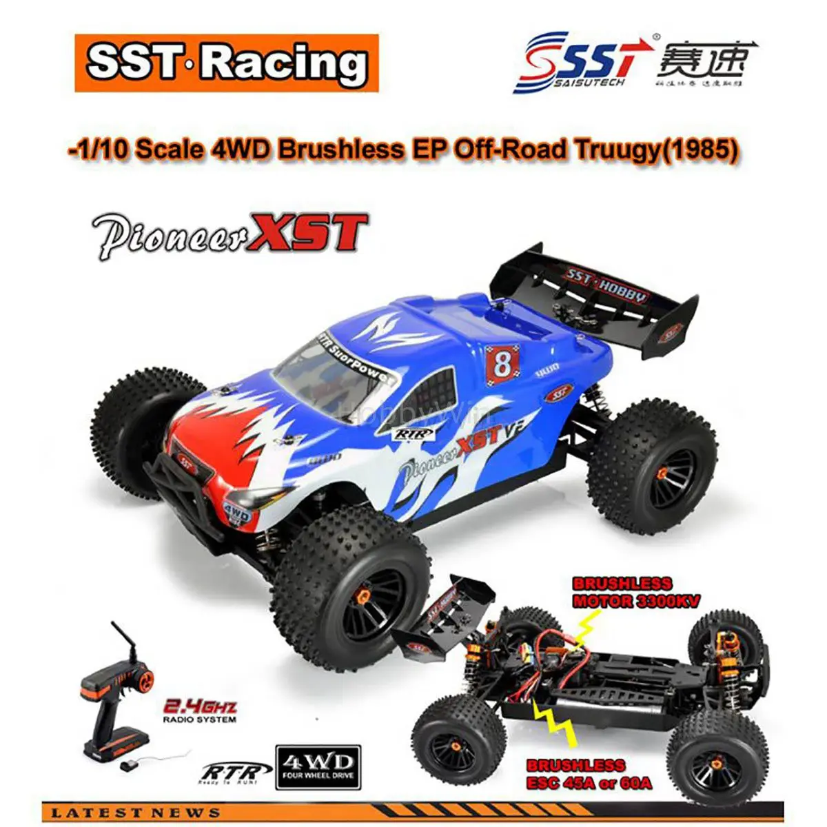 

SST 1985 1/10 4WD бесщеточный внедорожник Truggy XST 2,4G RTR