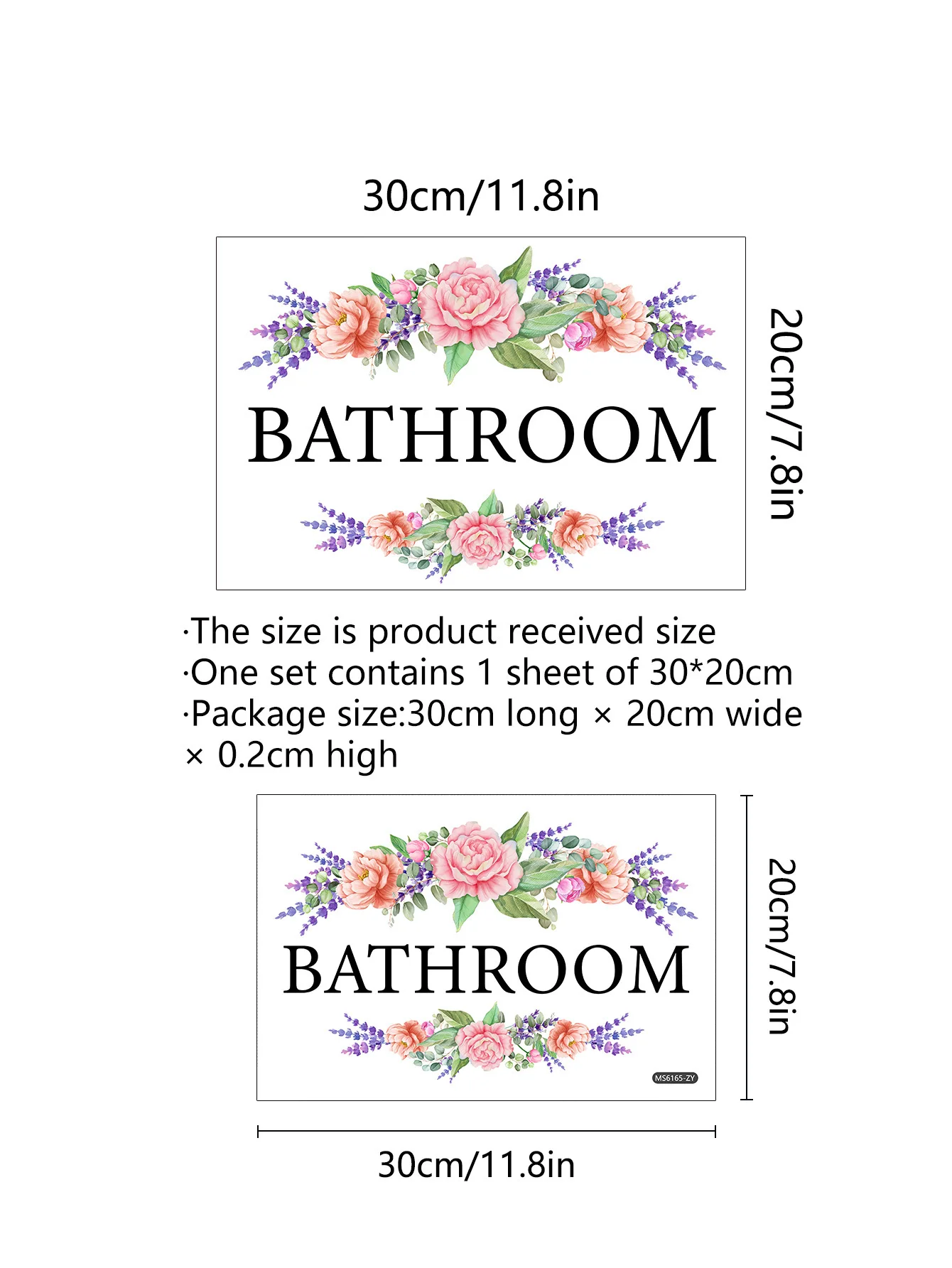 30*20cm Plant Flower Bathroom Cartoon Wall Sticker Door Sticker Toilet Living Room Bedroom Restaurant  Decorative Wall Sticker