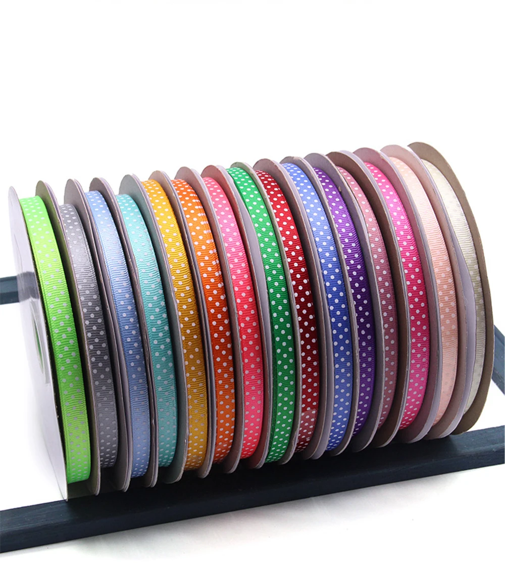 5 Yards 2022 neue gepunktete gerippte Bänder, zum Verpacken von DIY-Geschenken, Hochzeitsdekoration, handgefertigte Puppen, Basteln, 1 cm/0,39 Zoll Breite – Detail 10