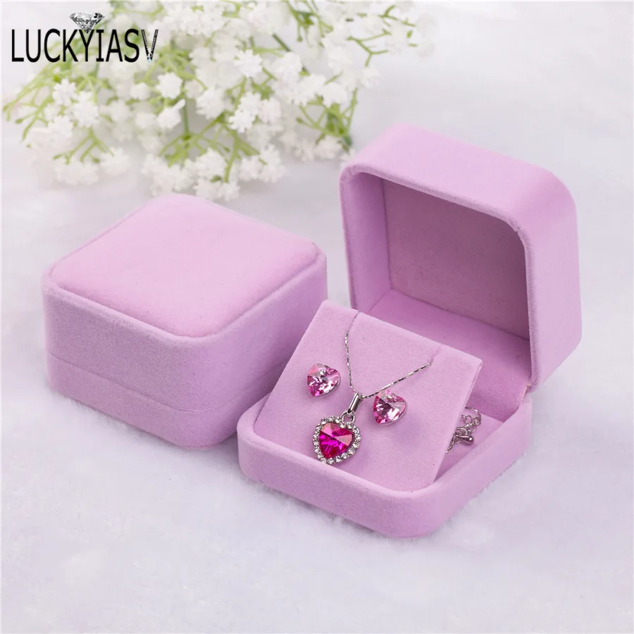 Velvet Jewelry Storage Boxes Earrings Pendant Jewelry Box Velvet Case Earrings Plastic Display Box 7*7*4cm