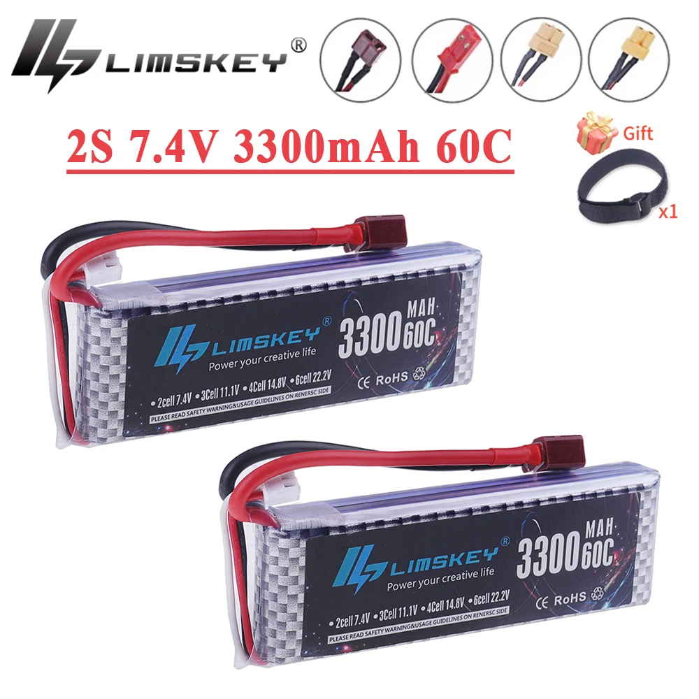 7.4V 3300mAh Lipo Battery Charger Sets for Wltoys 144001 124016 124017 144002 Car battery 2s 7.4v for Wltoys 12428 12423 RC Car