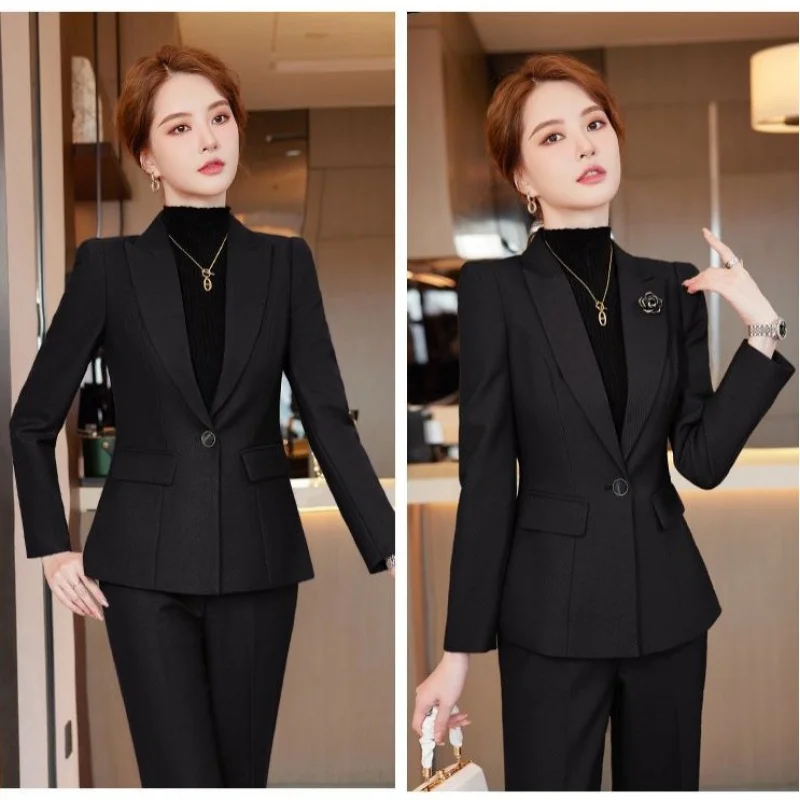 

Women's Suit Women's Autumn New High-Grade Business Wear Slim Temperament Black Formal Wear Coat Overalls